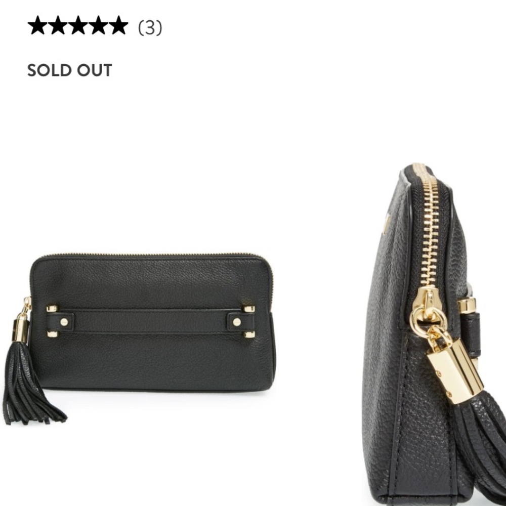 Black leather tassel Clutch